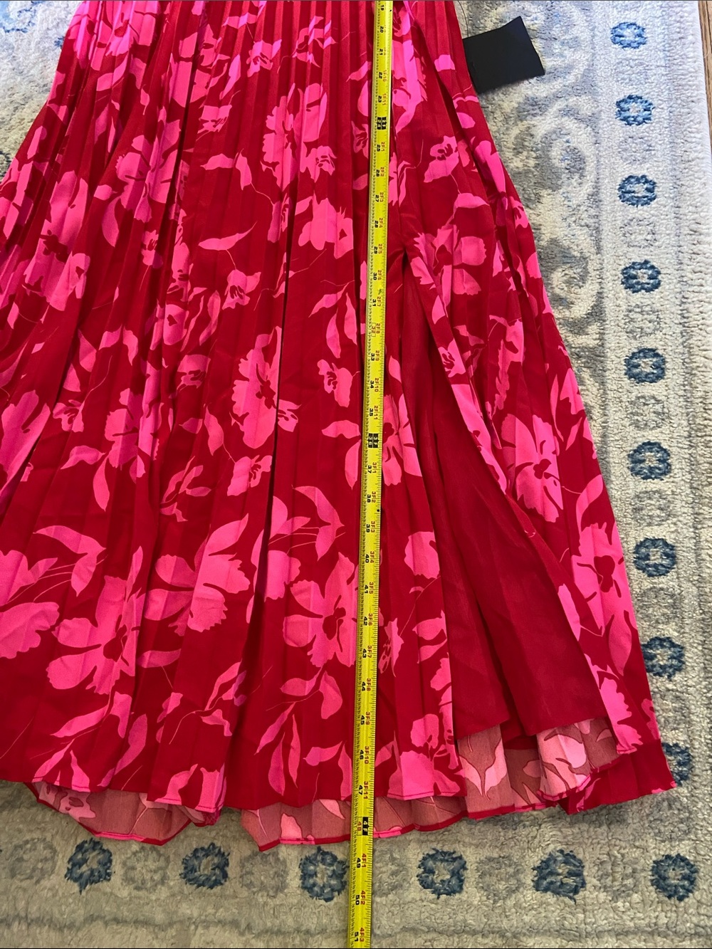 Lulu’s Vibrant Moment Red and Pink Floral Pleated Lace-Up Midi Dress - Picture 13 of 13